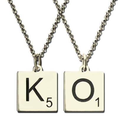 Scrabble Initial Letter Necklace Silver - Custom Jewellery By All Uniqueness