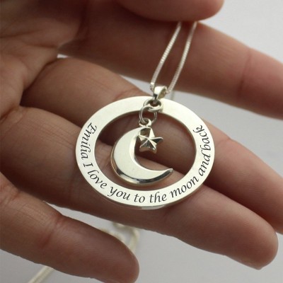 I Love You To The Moon and Back Moon Start Charm Pendant - Custom Jewellery By All Uniqueness