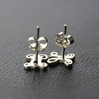 Single Monogram Stud Earrings Silver - Custom Jewellery By All Uniqueness