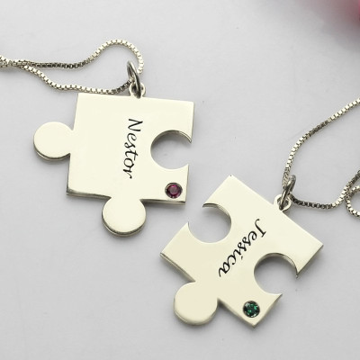 Engraved Puzzle Necklace for Couples Love Necklaces Silver - Custom Jewellery By All Uniqueness