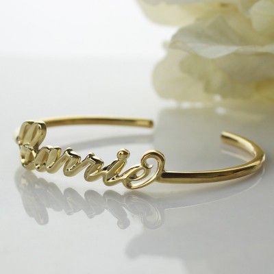Gold Plated Name Bangle Bracelet - Custom Jewellery By All Uniqueness