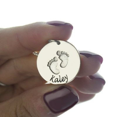 Memory Baby Footprints Name Necklace Silver - Custom Jewellery By All Uniqueness