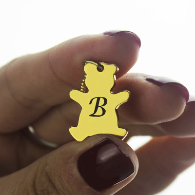 Cute Teddy Bear Initial Charm Necklace Gold Plated - Custom Jewellery By All Uniqueness