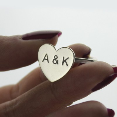 Engraved Sweetheart Ring with Double Initials Silver - Custom Jewellery By All Uniqueness