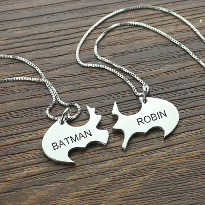 Batman Best Friend Name Necklace Silver - Custom Jewellery By All Uniqueness