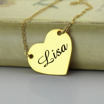 Stamped Heart Love Necklaces with Name Gold Plated - Custom Jewellery By All Uniqueness