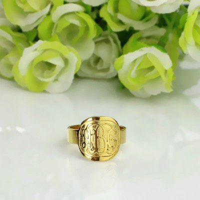 Engraved Designs Monogram Ring Gold Plated - Custom Jewellery By All Uniqueness