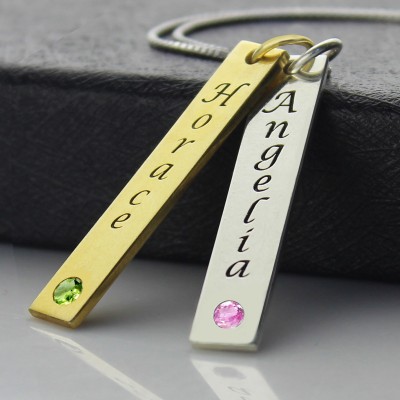 Custom Couple Name Tag with Birthstones - Custom Jewellery By All Uniqueness