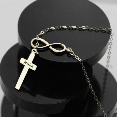 Infinity Cross Name Necklace Silver - Custom Jewellery By All Uniqueness