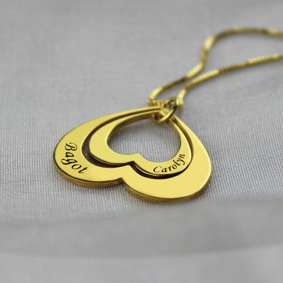 Heart in Heart Name Pendant In Gold Plated - Custom Jewellery By All Uniqueness
