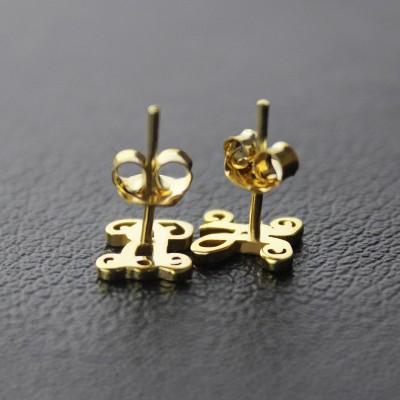 Single Monogram Stud Earrings Gold Plated - Custom Jewellery By All Uniqueness