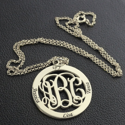 Family Monogram Name Necklace Silver - Custom Jewellery By All Uniqueness