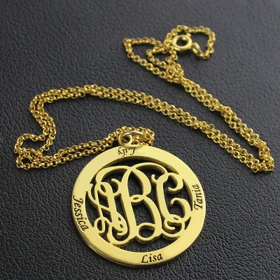 Family Monogram Name Necklace In Gold Plated - Custom Jewellery By All Uniqueness