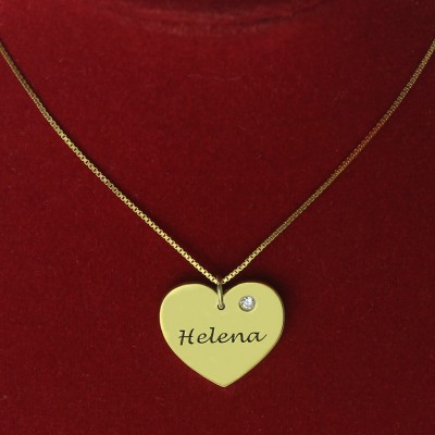 Simple Heart Necklace with Name Birhtstone Gold Plated - Custom Jewellery By All Uniqueness