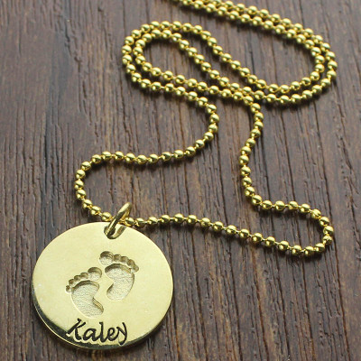 Baby Footprints Name Necklace Gold Plated - Custom Jewellery By All Uniqueness