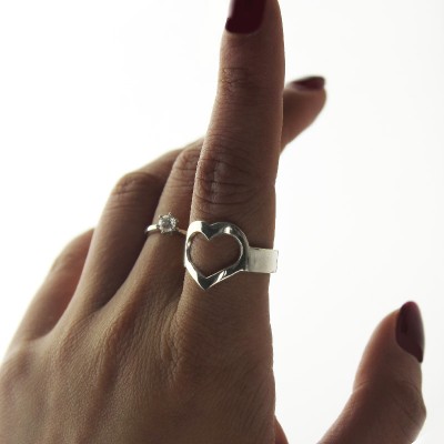 Couple s Name Promise Heart Ring Silver - Custom Jewellery By All Uniqueness