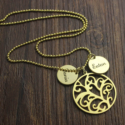 Family Tree Necklace With Name Charm For Mom - Custom Jewellery By All Uniqueness