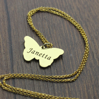 Custom Charming Butterfly Pendant Emgraved Name Gold Plated - Custom Jewellery By All Uniqueness