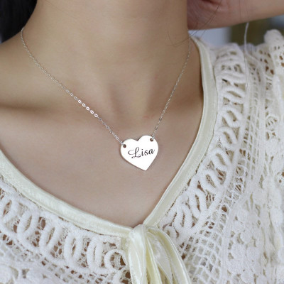 Stamped Name Heart Love Necklaces Silver - Custom Jewellery By All Uniqueness
