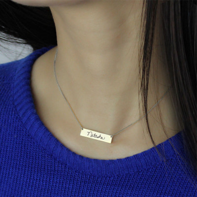 Custom Necklace With Your Signature Bar Silver - Custom Jewellery By All Uniqueness