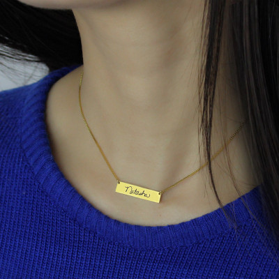 Custom Necklace Signature Bar Necklace Handwritring Gold Plated - Custom Jewellery By All Uniqueness