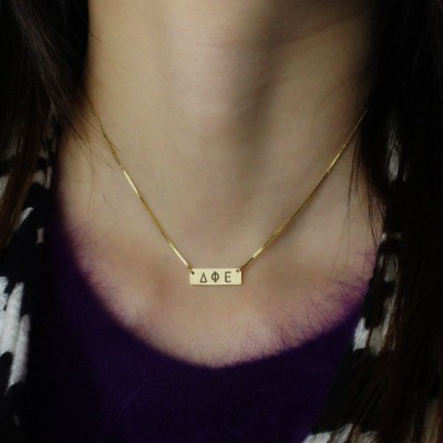 Greek Letter Sorority Bar Necklace Gold Plated - Custom Jewellery By All Uniqueness