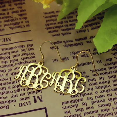 Gold Plated Monogram Earrings - Custom Jewellery By All Uniqueness
