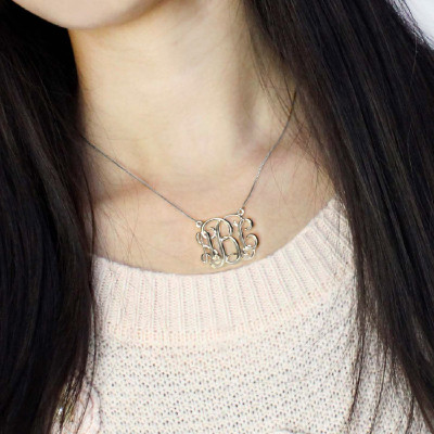 Cube Monogram Initials Necklace Silver - Custom Jewellery By All Uniqueness