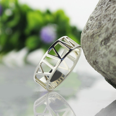 Custom Silver Roman Numerals Ring - Custom Jewellery By All Uniqueness