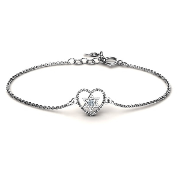 Chained Heart with Star of David Bracelet - Custom Jewellery By All Uniqueness