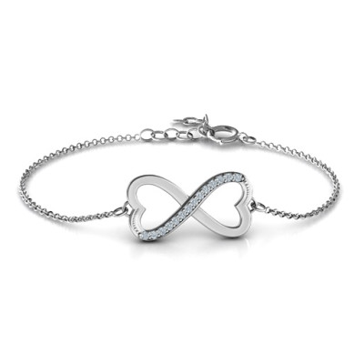 Double Heart Infinity Bracelet with Accents - Custom Jewellery By All Uniqueness
