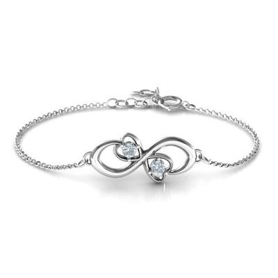 Duo of Hearts and Stones Infinity Bracelet - Custom Jewellery By All Uniqueness