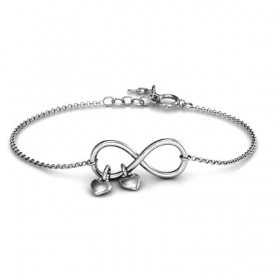 Infinity Promise Bracelet with Two Heart Charms - Custom Jewellery By All Uniqueness