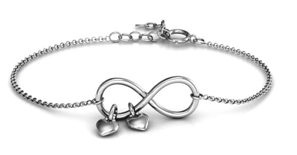 Infinity Promise Bracelet With Two Heart Charms Custom Jewellery Promise Bracelet With Two Heart Charms