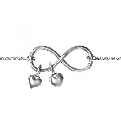 Infinity Promise Bracelet with Two Heart Charms - Custom Jewellery By All Uniqueness