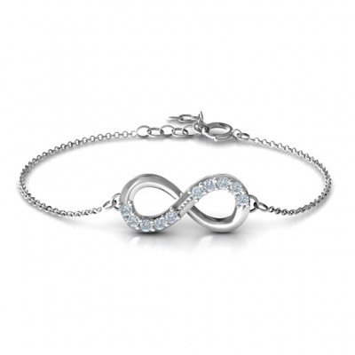 Silver Birthstone Accent Infinity Bracelet - Custom Jewellery By All Uniqueness