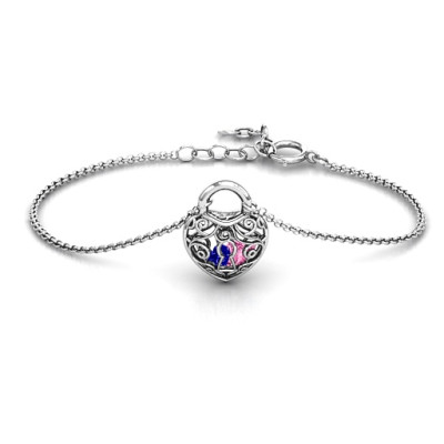 Silver True Love s Lock Caged Bracelet - Custom Jewellery By All Uniqueness