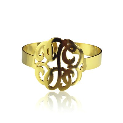 Hand Drawing Monogram Initial Bracelet 1.6 Inch Gold Plated - Custom Jewellery By All Uniqueness
