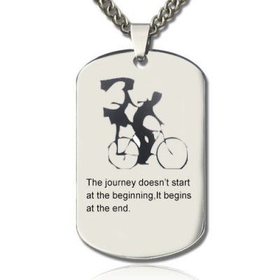 Couple Bicycle Dog Tag Name Necklace - Custom Jewellery By All Uniqueness