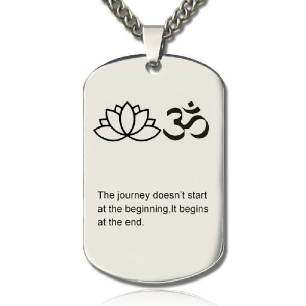 Yoga Theme,Lotus Flower Name Dog Tag Necklace - Custom Jewellery By All Uniqueness