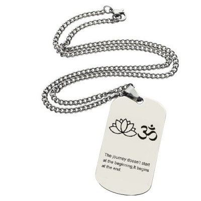 Yoga Theme,Lotus Flower Name Dog Tag Necklace - Custom Jewellery By All Uniqueness