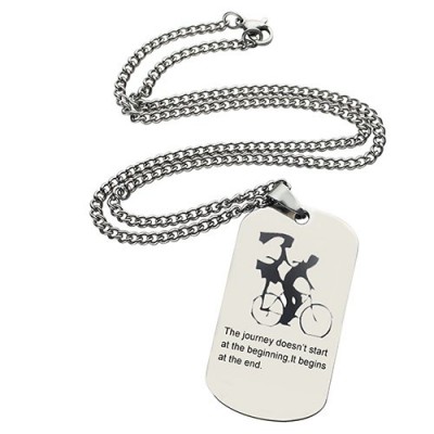 Couple Bicycle Dog Tag Name Necklace - Custom Jewellery By All Uniqueness