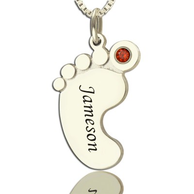 Mothers Baby Feet Necklace with birthstone Name - Custom Jewellery By All Uniqueness