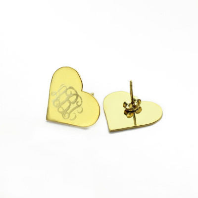 Heart Monogram Stud Earrings In Gold - Custom Jewellery By All Uniqueness