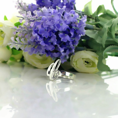 Carrie Initial Letter Ring Silver - Custom Jewellery By All Uniqueness