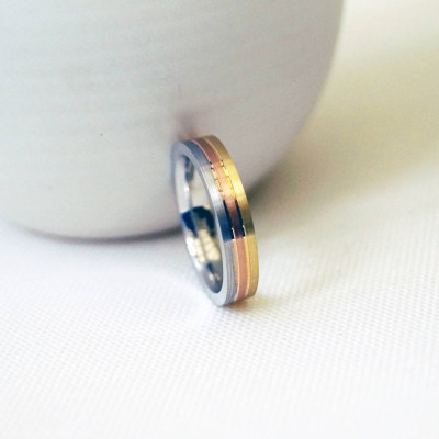 Gold Striped Wedding Ring - Custom Jewellery By All Uniqueness