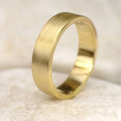 Mens Gold Wedding Ring, Spun Silk Finish - Custom Jewellery By All Uniqueness