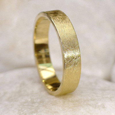 Mens Wedding Ring In Gold, Urban Finish - Custom Jewellery By All Uniqueness