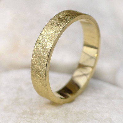 Mens Wedding Ring In Gold, Urban Finish - Custom Jewellery By All Uniqueness