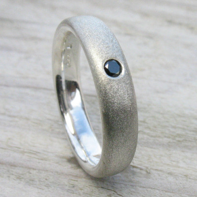 Mens Black Diamond Silver Ring - Custom Jewellery By All Uniqueness